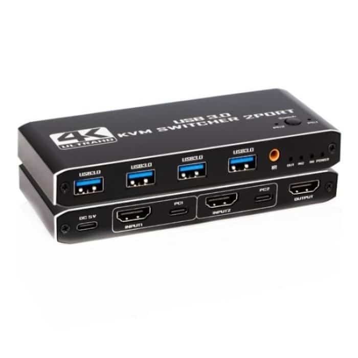 SYA0028469.jpg K2-1 Monitor-Sharing 4K 60Hz KVM-Switch 2 Eingänge 1 Ausgang USB 3.0 HDMI 2.0 Fernbedienungsumschalter – Bild 1