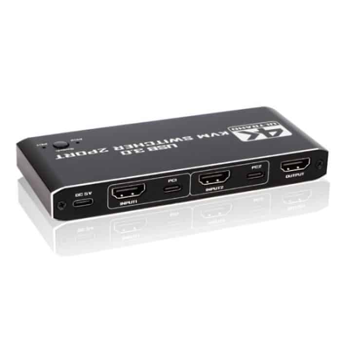 K2-1 Monitor-Sharing 4K 60Hz KVM-Switch 2 Eingänge 1 Ausgang USB 3.0 HDMI 2.0 Fernbedienungsumschalter – Bild 4