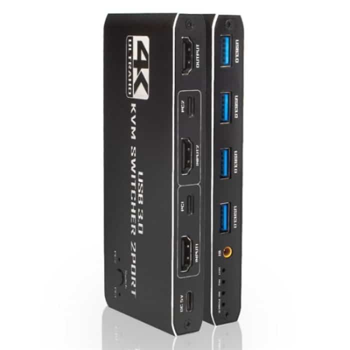 K2-1 Monitor-Sharing 4K 60Hz KVM-Switch 2 Eingänge 1 Ausgang USB 3.0 HDMI 2.0 Fernbedienungsumschalter – Bild 6
