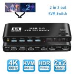 K3-1 4K 60Hz USB 3.0 Dual-Screen-Display-Extender HDMI-Matrix 2x2 KVM-Switch – Bild 4