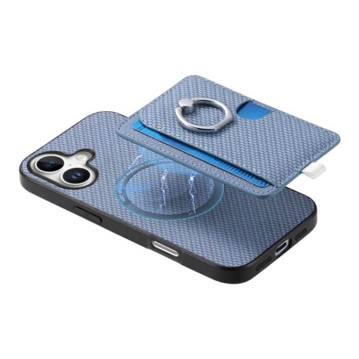 Carbon Fiber Ring Side Insert Card Bag MagSafe Phone Case, For iPhone 16, For iPhone 15 Pro Max, For iPhone 15 Pro, For iPhone 15 Plus – Bild 5
