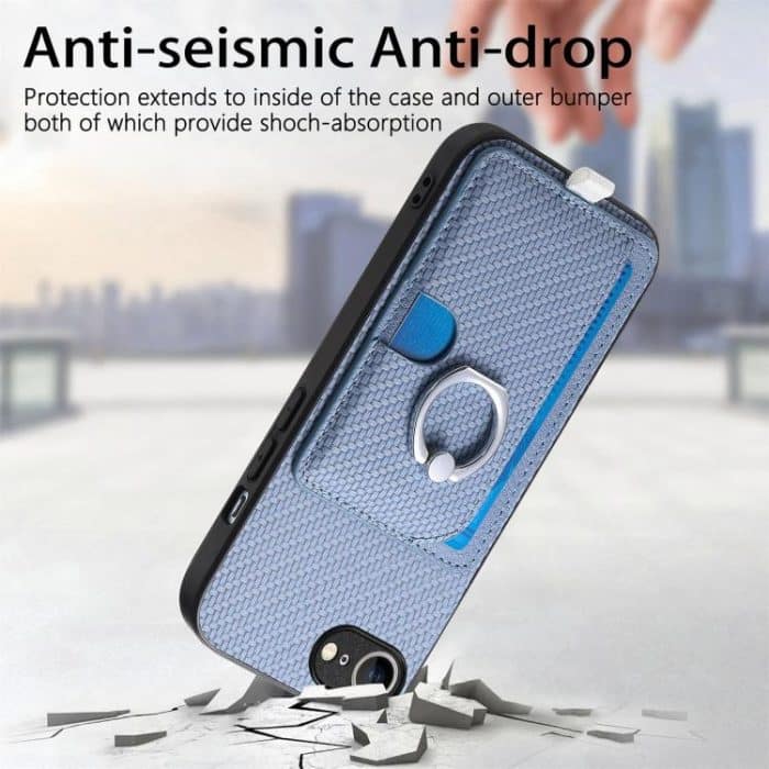 Carbon Fiber Ring Side Insert Card Bag MagSafe Phone Case, For iPhone 7 / 8 / SE 2022, For iPhone X / XS, For iPhone 7 Plus / 8 Plus, For iPhone 6 Plus / 6s Plus – Bild 6