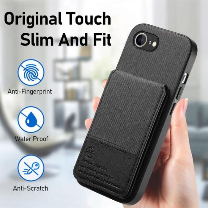 Twill Fabric Leather Vertical Flip RFID Card Bag Phone Case, For iPhone 16e, For iPhone 16 Pro Max, For iPhone 16 Pro – Bild 6