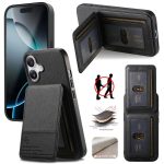 Twill Fabric Leather Vertical Flip RFID Card Bag Phone Case, For iPhone 16 Plus, For iPhone 16, For iPhone 15 Pro Max