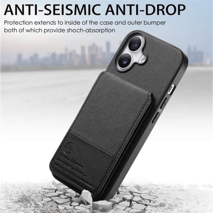 Twill Fabric Leather Vertical Flip RFID Card Bag Phone Case, For iPhone 16 Plus, For iPhone 16, For iPhone 15 Pro Max – Bild 5