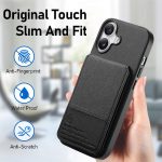Twill Fabric Leather Vertical Flip RFID Card Bag Phone Case, For iPhone 16 Plus, For iPhone 16, For iPhone 15 Pro Max – Bild 6