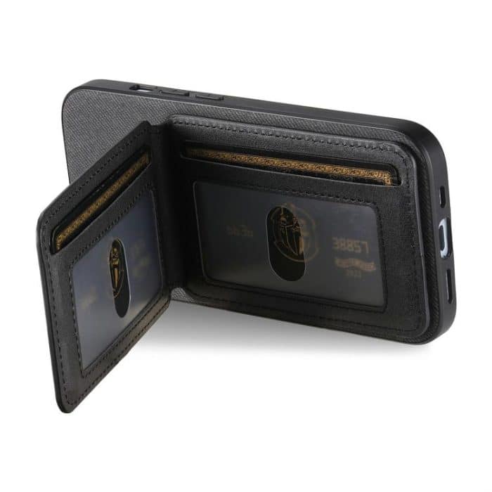 Twill Fabric Leather Vertical Flip RFID Card Bag Phone Case, For iPhone 15 Pro, For iPhone 15 Plus, For iPhone 15 – Bild 4
