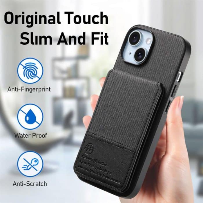 Twill Fabric Leather Vertical Flip RFID Card Bag Phone Case, For iPhone 14 Plus, For iPhone 14, For iPhone 14 Pro – Bild 6