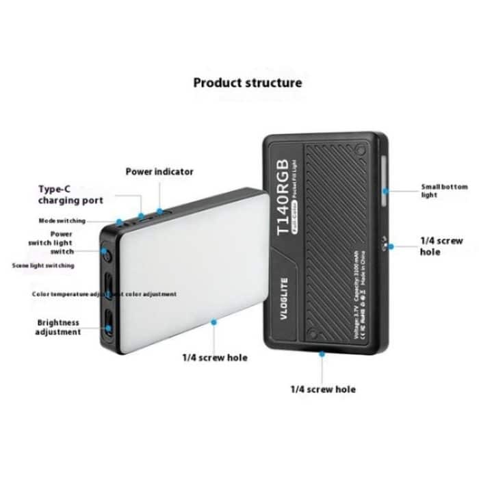 T140RGB Tragbares Vollfarb-Fülllicht für Videoaufnahmen/Live-Fotografie – Bild 14
