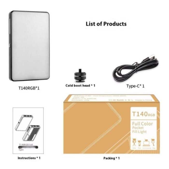 T140RGB Tragbares Vollfarb-Fülllicht für Videoaufnahmen/Live-Fotografie – Bild 15