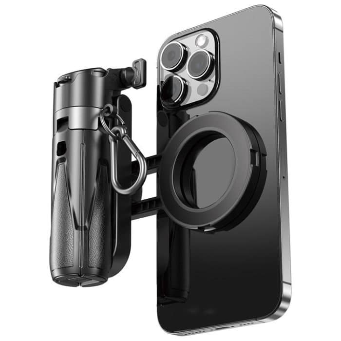 P15-C 2 In 1 Portable Magnetic Tripod Phone Holder Telescopic Selfie Stick with Keyring – Bild 5