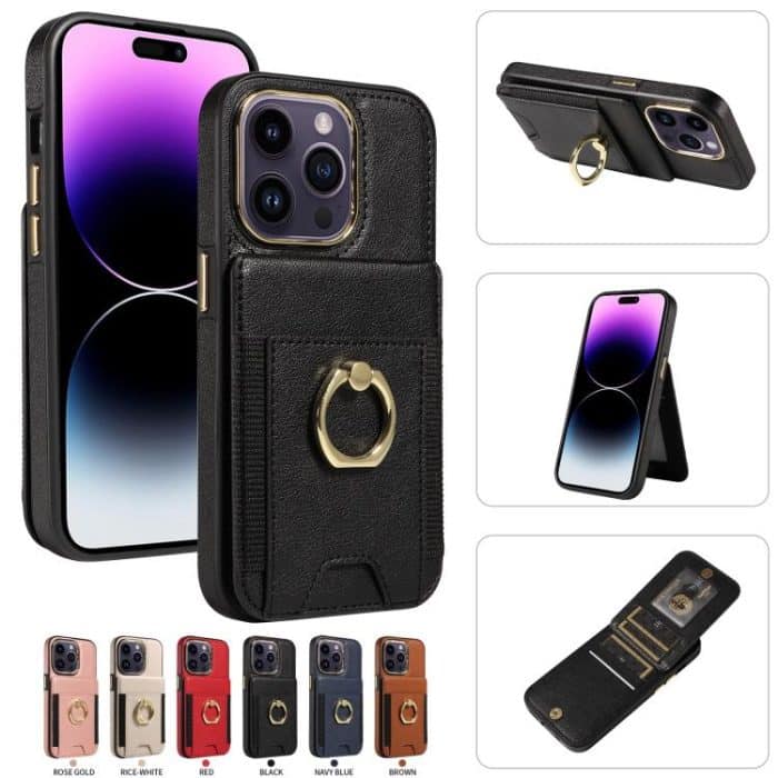 Ring Multifunctional Vertical Flip Wallet Back Cover Leather Phone Case, For iPhone 16 Pro Max, For iPhone 16 Pro, For iPhone 16 Plus, For iPhone 16 – Bild 6
