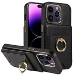 Ring Multifunctional Vertical Flip Wallet Back Cover Leather Phone Case, For iPhone 15 Pro Max, For iPhone 15 Pro, For iPhone 15 Plus, For iPhone 15