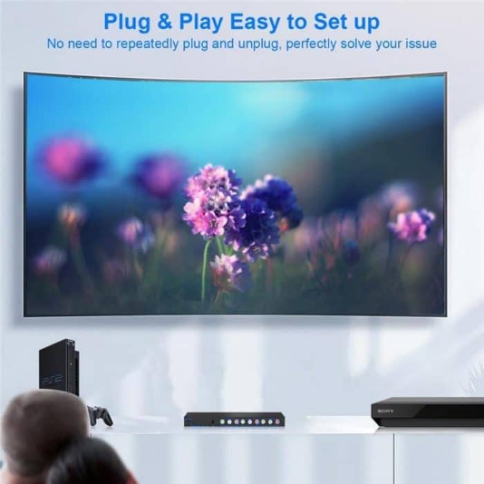 RCA 4 In 3 Out AV Audio Video Signal Composite Switcher AV Switch Splitter Box, US Plug, EU Plug – Bild 7