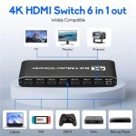 JQF2 4K Seamless Switcher Screen Splitter Multiple Display Modes 6 in 1 Out HDMI Multiviewer, US Plug, EU Plug – Bild 2