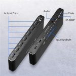 JQF2 4K Seamless Switcher Screen Splitter Multiple Display Modes 6 in 1 Out HDMI Multiviewer, US Plug, EU Plug – Bild 5