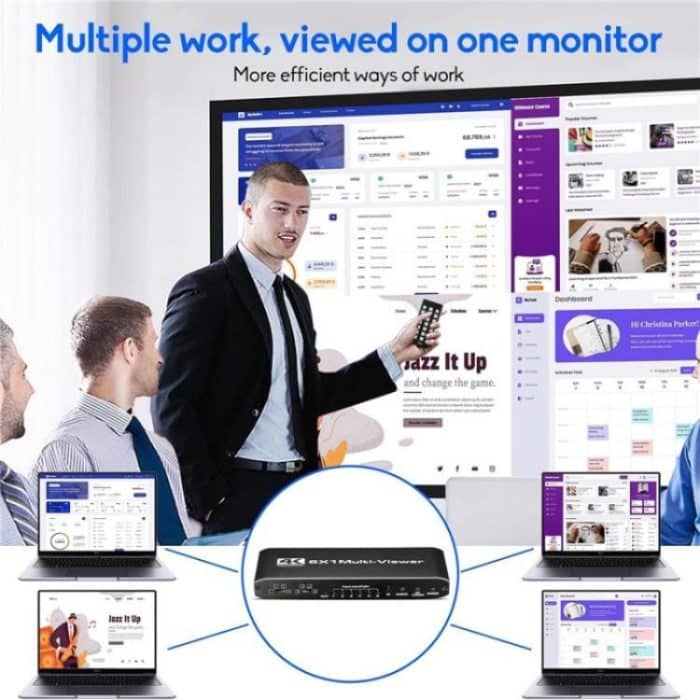 JQF2 4K Seamless Switcher Screen Splitter Multiple Display Modes 6 in 1 Out HDMI Multiviewer, US Plug, EU Plug – Bild 6