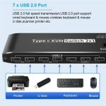 K8 Mit RJ45 Ethernet Port 2 In 1 Out Typ C KVM Switcher 7 USB 2.0 Ports Docking Station – Bild 4