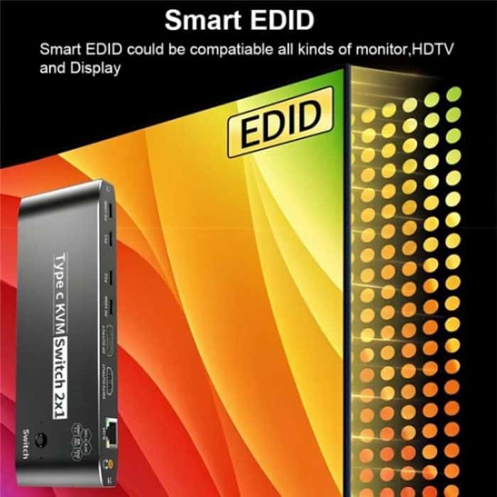 K8 Mit RJ45 Ethernet Port 2 In 1 Out Typ C KVM Switcher 7 USB 2.0 Ports Docking Station – Bild 7