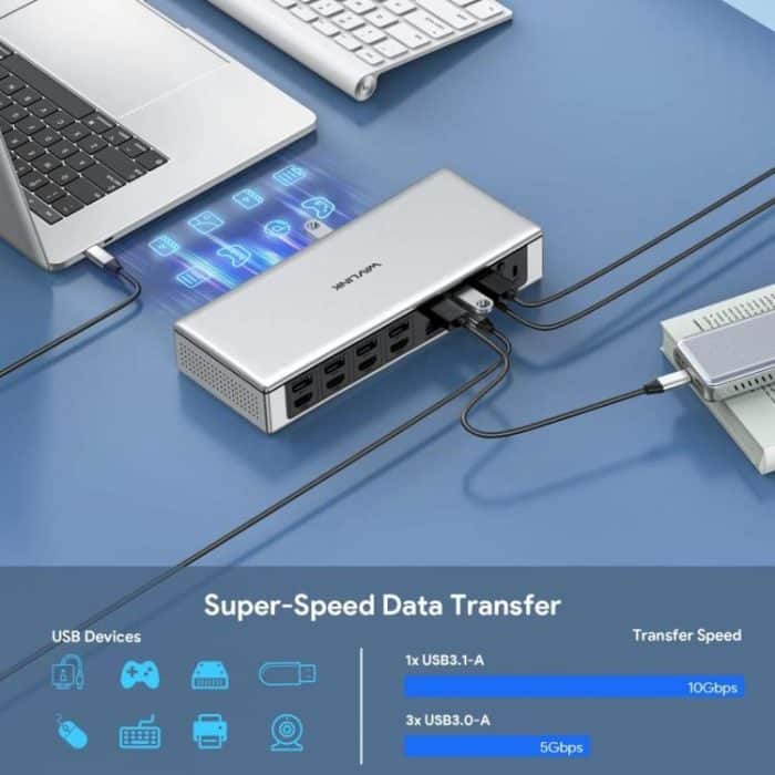 WAVLINK UG69PD12 DisplayLink Docking Station Quad  Monitors For Laptops M1 / M2 / Mac & Windows, US Plug, UK Plug, EU Plug, AU Plug – Bild 8