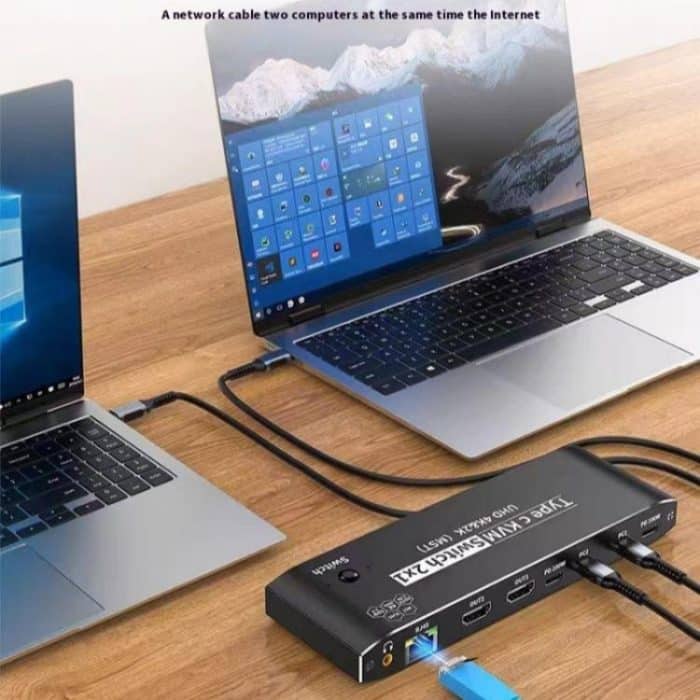 K9 2 In 1 Out HDMI Video Dual Display 2 Bildschirm Erweiterungsadapter für Mac USB C KVM-Switch – Bild 3