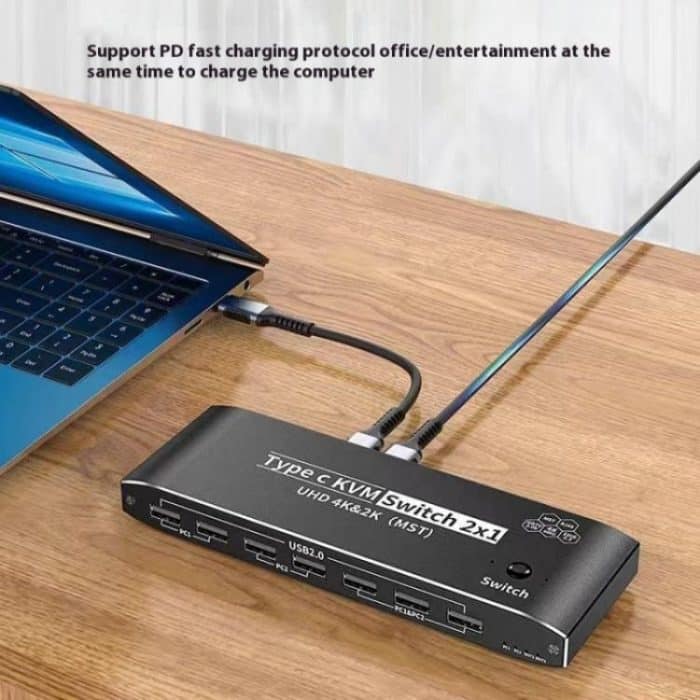 K9 2 In 1 Out HDMI Video Dual Display 2 Bildschirm Erweiterungsadapter für Mac USB C KVM-Switch – Bild 4