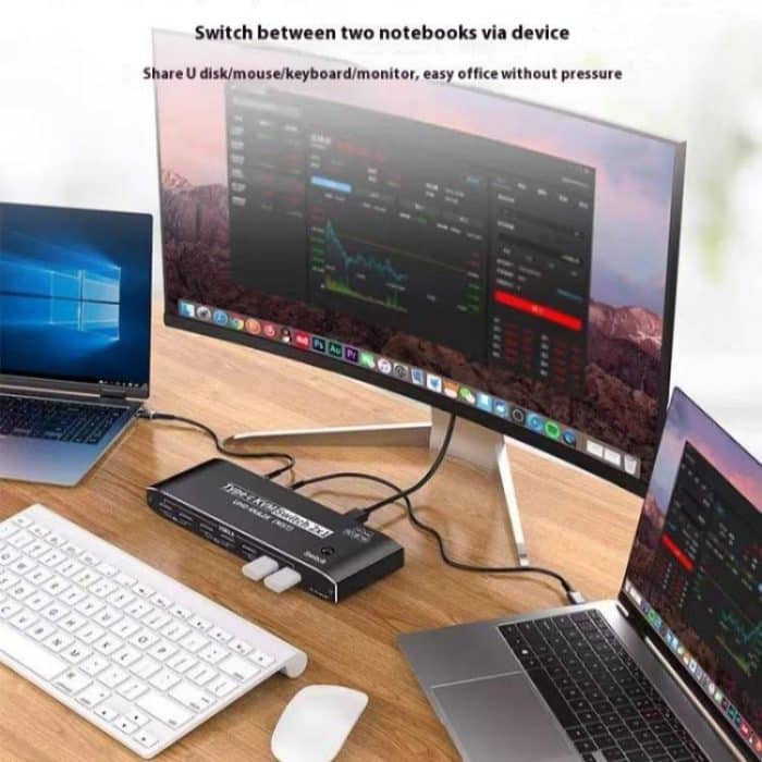 K9 2 In 1 Out HDMI Video Dual Display 2 Bildschirm Erweiterungsadapter für Mac USB C KVM-Switch – Bild 5