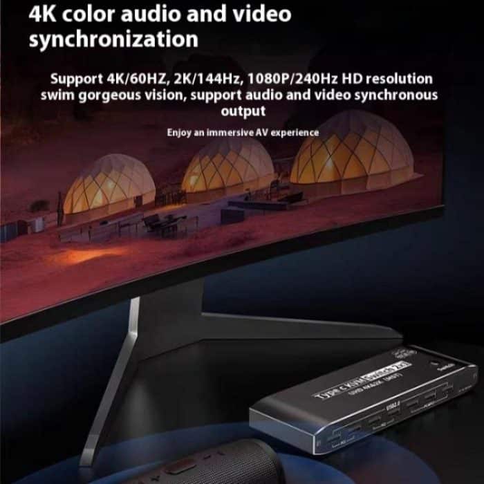 K9 2 In 1 Out HDMI Video Dual Display 2 Bildschirm Erweiterungsadapter für Mac USB C KVM-Switch – Bild 6