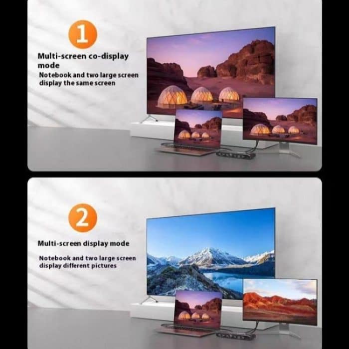 K9 2 In 1 Out HDMI Video Dual Display 2 Bildschirm Erweiterungsadapter für Mac USB C KVM-Switch – Bild 7