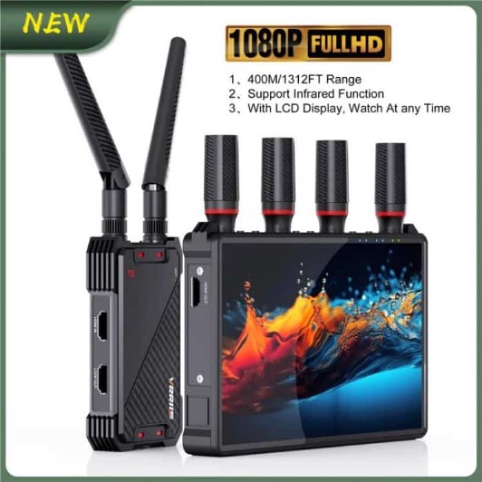 VRRIIS 083H 400M Range 7 Inch LCD Screen HDMI Extender Wireless HDMI Transmitter Receiver, US Plug, EU Plug, UK Plug, AU Plug – Bild 4