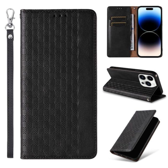 Braided Embossed Strong Magnetic Leather Phone Case, For iPhone 16 Pro Max, For iPhone 16 Pro, For iPhone 16 Plus, For iPhone 16 – Bild 1