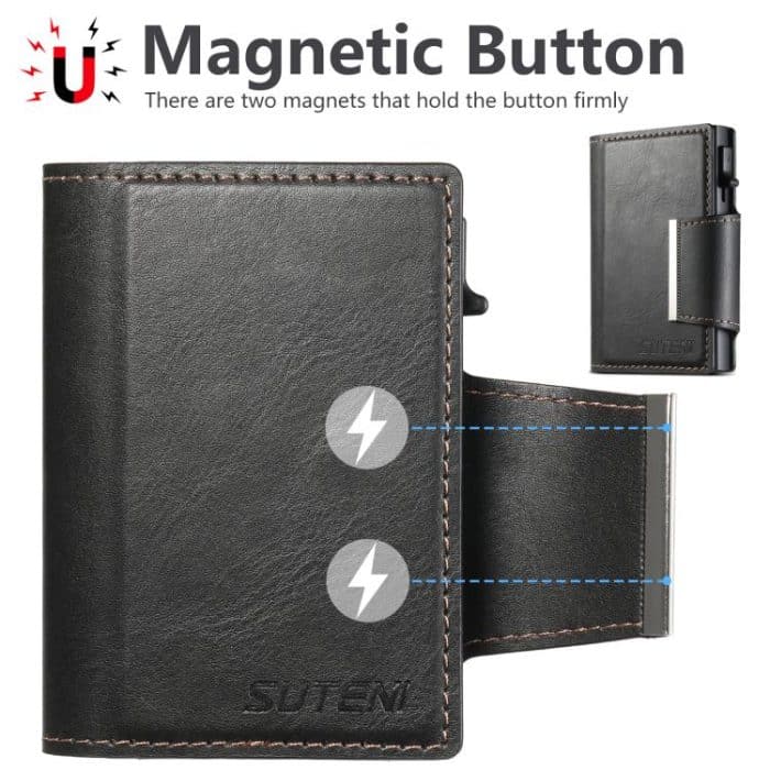 Suteni oil wax-patterned left and right buckle buttons automatically pop out the card box – Bild 5