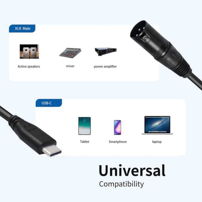 JUNSUNMAY Microphone Phone Audio Adapter Cable, Length: 1m, Type-C Male to XLR Female, Type-C Male to XLR Male – Bild 5