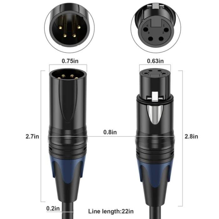 JUNSUNMAY 4 Pin XLR Male to Female Headphone Audio Adapter Cable, 0.5m, 1.8m, 3m, 5m, 10m – Bild 3