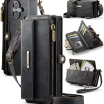 CaseMe C39 RFID Blocking Zipper Wallet Leather Phone Case with Crossbody Strap, For iPhone 16, For iPhone 15 Pro Max, For iPhone 15 Pro, For iPhone 15 Plus