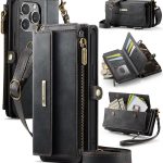 CaseMe C39 RFID Blocking Zipper Wallet Leather Phone Case with Crossbody Strap, For iPhone 14 Pro Max, For iPhone 7 / 8 / SE 2022, For iPhone 13 Pro Max, For iPhone 13 Pro