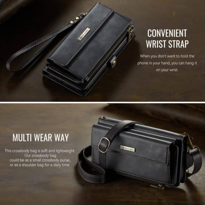 CaseMe C39 RFID Blocking Zipper Wallet Leather Phone Case with Crossbody Strap, For iPhone 14 Pro Max, For iPhone 7 / 8 / SE 2022, For iPhone 13 Pro Max, For iPhone 13 Pro – Bild 8