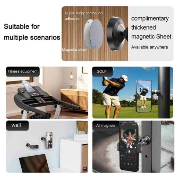 X037 360 Grad verstellbarer Telefonhalter mit Magnetfuß für Fitnessgeräte – Bild 11