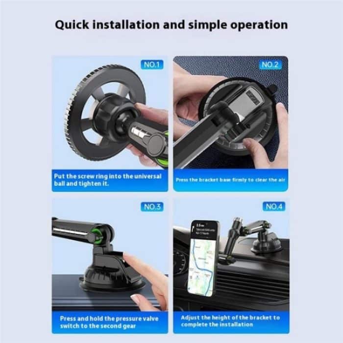 XWJ-JX04 Dashboard Windshield Magnetic Car Mount Suction Cup Base Long Arm Holder, XWJ-JX04 (Gear Type), XWJ-JX04 (Single Hole) – Bild 12