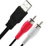 JUNSUNMAY 1,5 m USB 2.0 Stecker auf 2 Cinch-Stecker Video AV Konverter Audio Splitter Kabel
