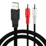 JUNSUNMAY 1,5 m USB 2.0 Stecker auf 2 Cinch-Stecker Video AV Konverter Audio Splitter Kabel – Bild 2