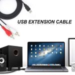 JUNSUNMAY 1,5 m USB 2.0 Stecker auf 2 Cinch-Stecker Video AV Konverter Audio Splitter Kabel – Bild 3