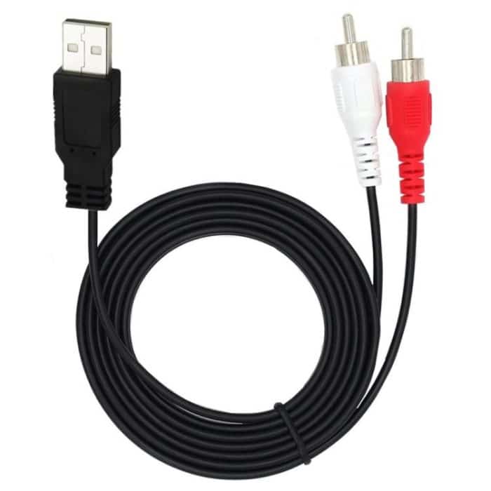 JUNSUNMAY 1,5 m USB 2.0 Stecker auf 2 Cinch-Stecker Video AV Konverter Audio Splitter Kabel – Bild 5
