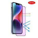 JUNSUNMAY 25pcs Anti-Blue Light Silk Print HD Tempered Glass Film, For iPhone 16 Pro Max, For iPhone 16 Pro, For iPhone 16 Plus, For iPhone 16, For iPhone 15 Pro Max, For iPhone 15 Pro, For iPhone 15 Plus, For iPhone 15