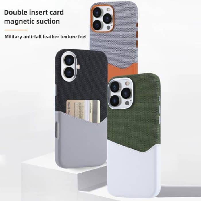 Kalebol Cloth Textue Stitching Card Slot Magnetic Phone Case, For iPhone 13 Pro, For iPhone 13, For iPhone 12, For iPhone 12 Pro Max – Bild 3