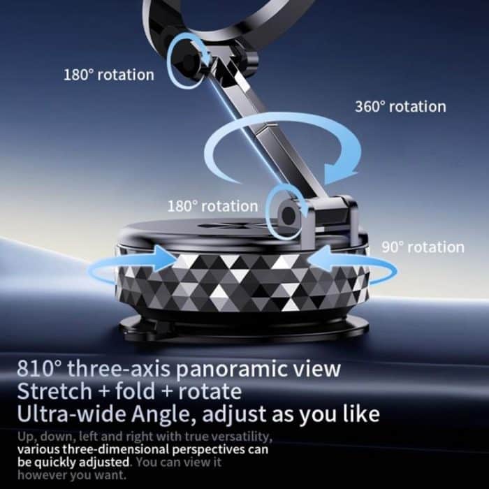 K12 Vacuum Suction Mount Foldable 360 Rotation Magnetic Car Phone Holder, K12 (Black), K12 (Silver) – Bild 5