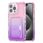 Gradient 3-in-1 Card Bag TPU Shockproof Phone Case, For  iPhone 15 Pro Max, For iPhone 15 Plus, For iPhone 15, For iPhone 14