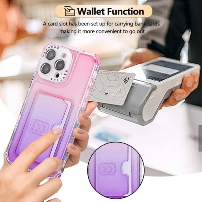 Gradient 3-in-1 Card Bag TPU Shockproof Phone Case, For iPhone 14 Pro Max, For iPhone 13 Pro Max, For iPhone 13, For iPhone 12 Pro Max – Bild 4