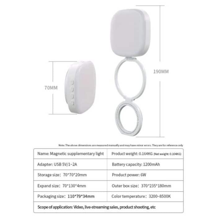 AL80 Portable 360 Degree Rotatable Magnetic Selfie Fill Light LED Fill Lamp, AL80 – Bild 13