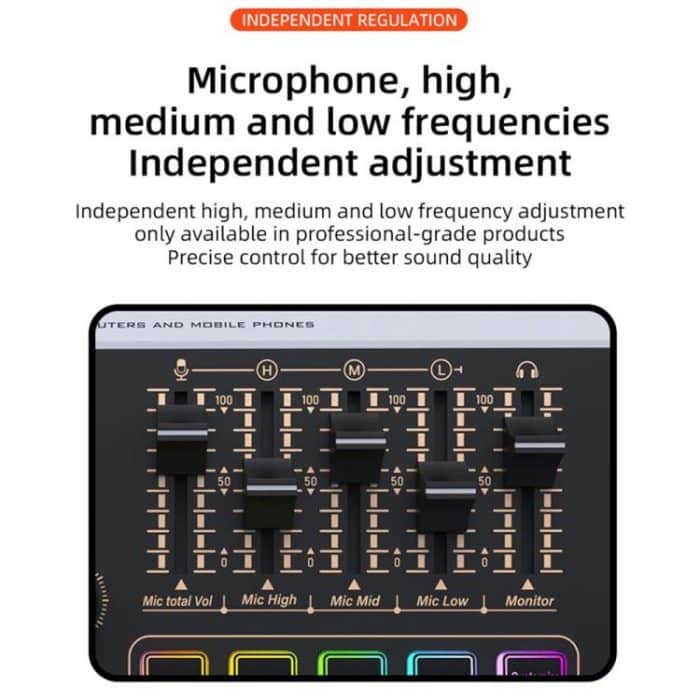 X9 48V Phantomspeisung Bluetooth Audio Mixer 4-Kanal USB Soundkarte Voice Changer – Bild 4